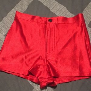 Red high waisted shorts